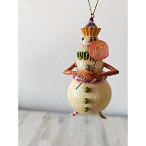 Vintage dept 56 glitter lollipop snowman sparkle pastel Xmas tree‎